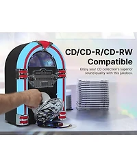 Victor Broadway Desktop Bluetooth Led Jukebox Speaker with Cd Player and Fm Radio - Mahagony