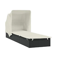 Sunbed Black Poly Rattan 83.9 in x 24.8 in x 38.2 in Foldable