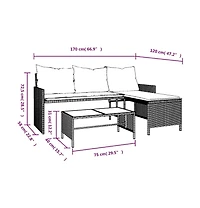vidaXL Garden Sofa Black, Cream White