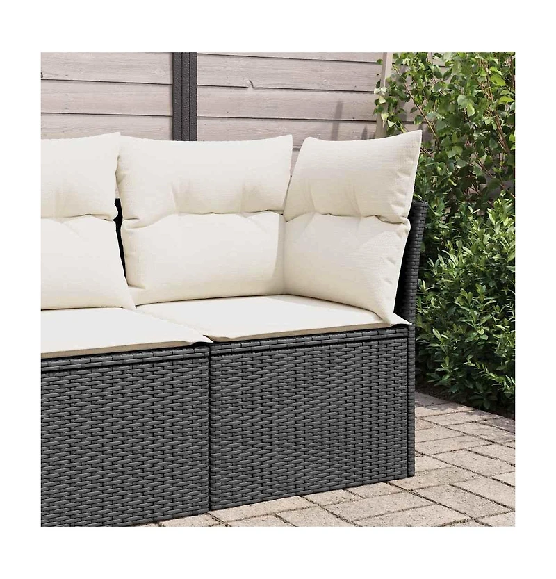 vidaXL Garden Sofa Black, Cream White