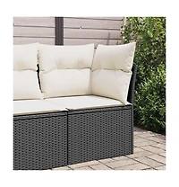 vidaXL Garden Sofa Black, Cream White