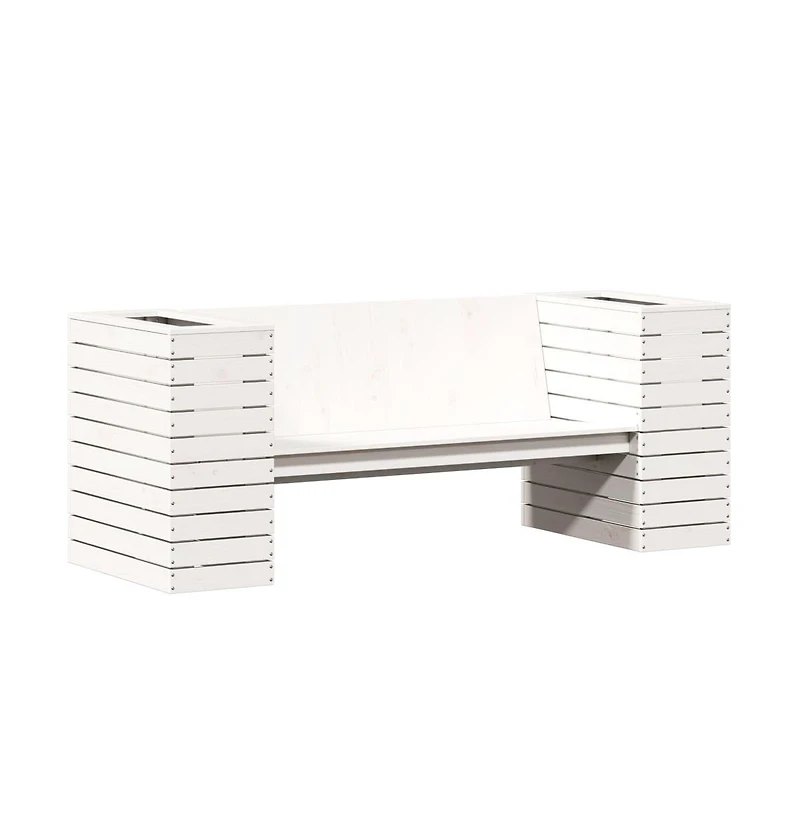 Planter Bench White Solid pine wood Medium Planters