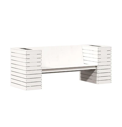 Planter Bench White Solid pine wood Medium Planters