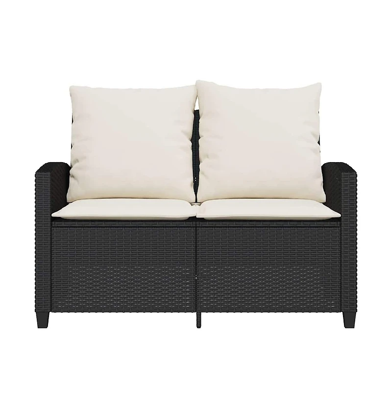 Garden Sofa Black, Cream White Pe Rattan Medium Removable Covers
