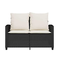 Garden Sofa Black, Cream White Pe Rattan Medium Removable Covers