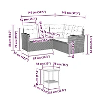 Garden Sofa Gray, Dark Gray Pe rattan Medium Adjustable Feet
