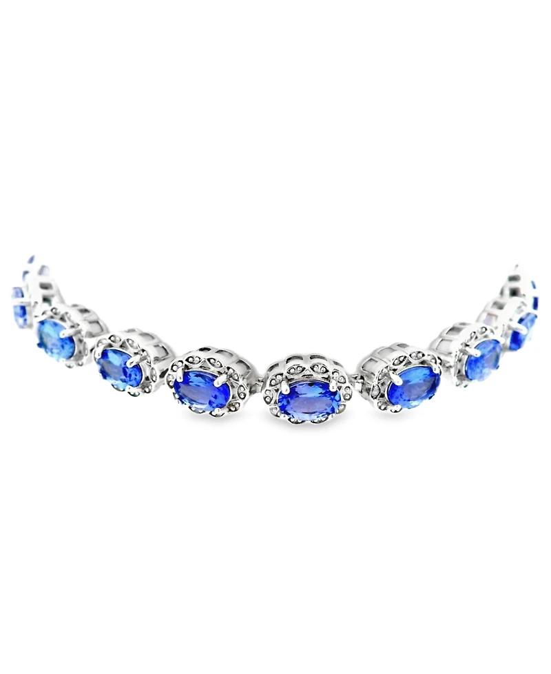 Macy's Oval Tanzanite (7.60 ct. t.w.) and Diamond Bracelet (0.01 ct. t.w.) in Sterling Silver