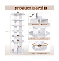 Chic Crate 6-Tier Rotating Shoe Rack Tower, 3608 Revolving Free Standing Organizer, Holds 24 Pairs White