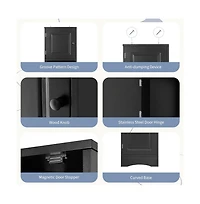 Chic Crate-Multi-Functional Corner Cabinet Tall Bathroom Storage w/ 2 Doors & Adj. Shelves + Open Shelf | Black