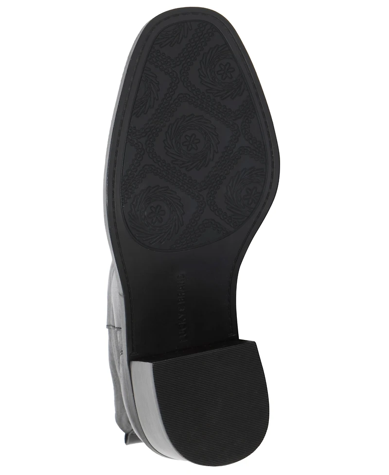 Lucky Brand Women's Alivia Almond Toe Stacked Heel Booties