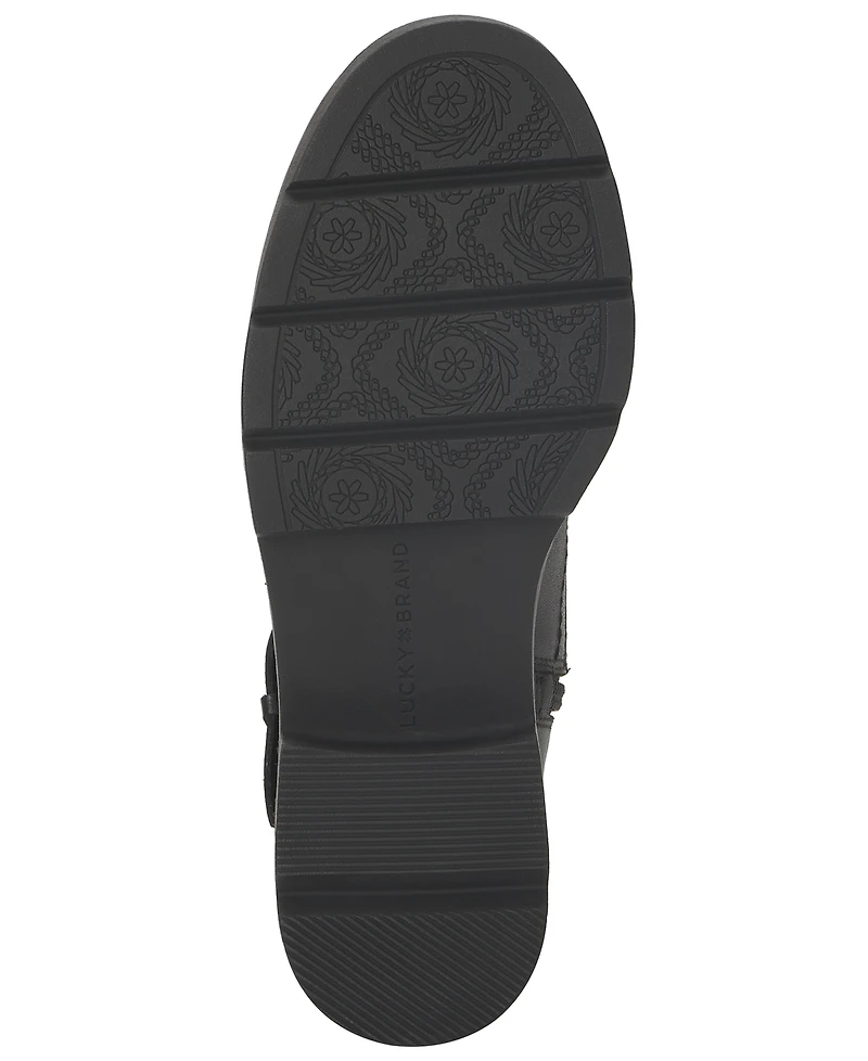 Lucky Brand Women's Migyn Buckle Round Toe Moto Lug Sole Booties