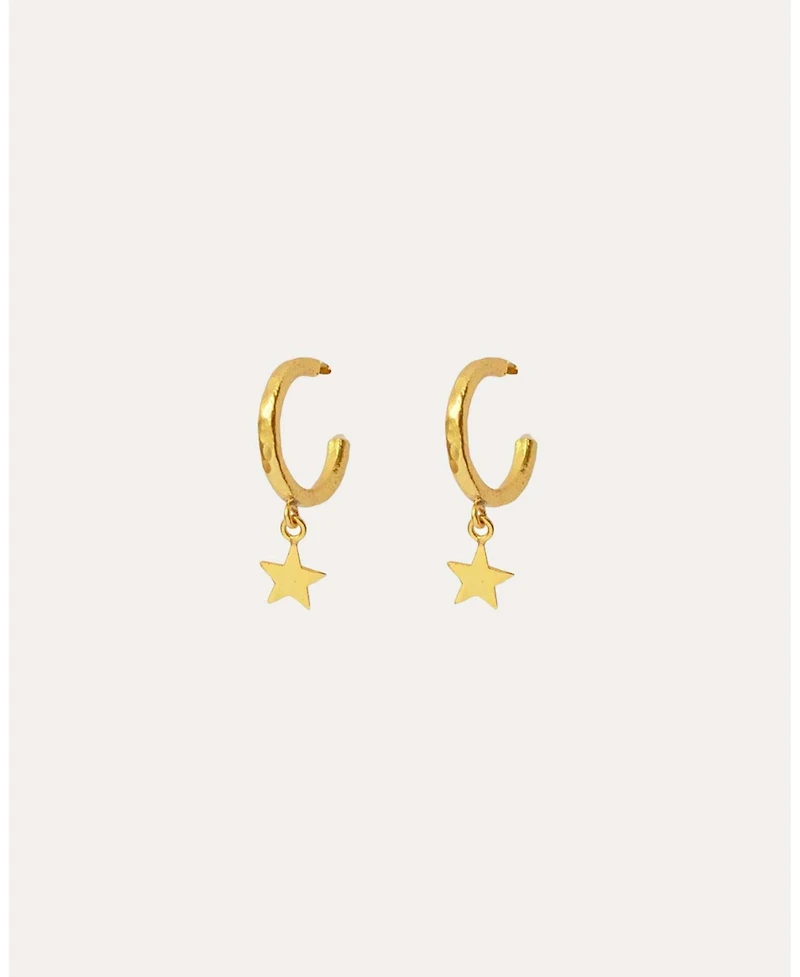 Ottoman Hands Star Charm Hoop Earrings