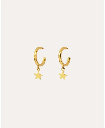 Ottoman Hands Star Charm Hoop Earrings