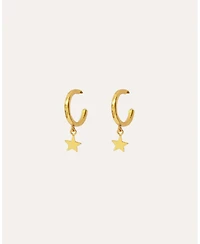 Ottoman Hands Star Charm Hoop Earrings