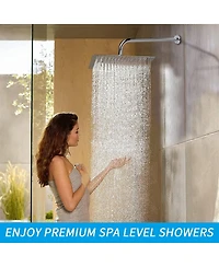 Rainsken 12 Inch Chrome Rain Shower Head, Square Ultra Thin 304 Stainless Steel High Pressure Shower Head Waterfall Full Body Coverage Shower Head