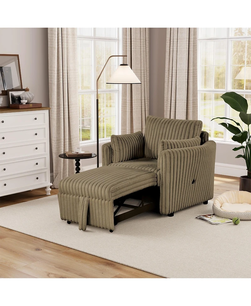 Boyel Living Convertible Sofa Bed Chair Pullout Single Sleeper with Usb and Pillows for Room