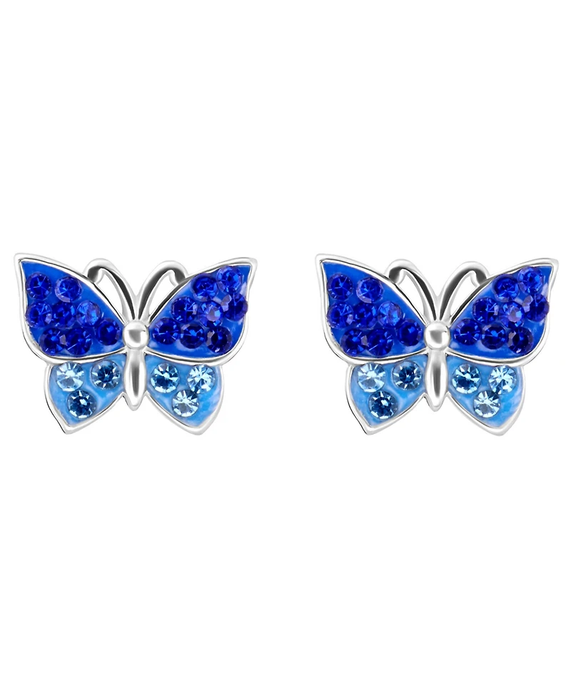 Macy's Crystal Butterfly Stud Earrings (1.0032 ct. t.w.) in Sterling Silver
