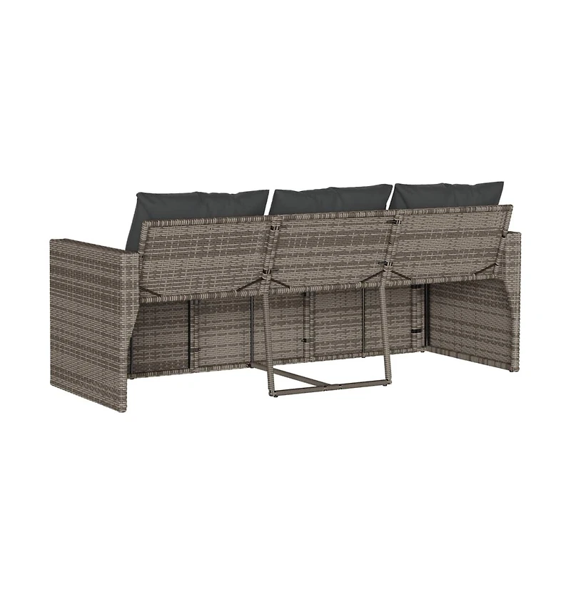 Garden Sofa Gray Pe Rattan 3-Seater Uv-resistant materials