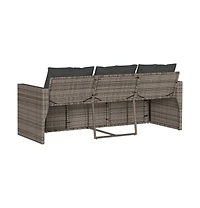 Garden Sofa Gray Pe Rattan 3-Seater Uv-resistant materials