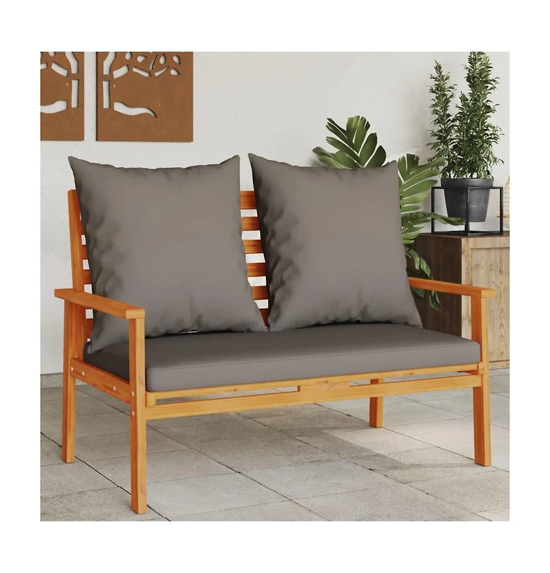vidaXL Garden Sofa Bench Dark grey Solid acacia wood 47.2 in long