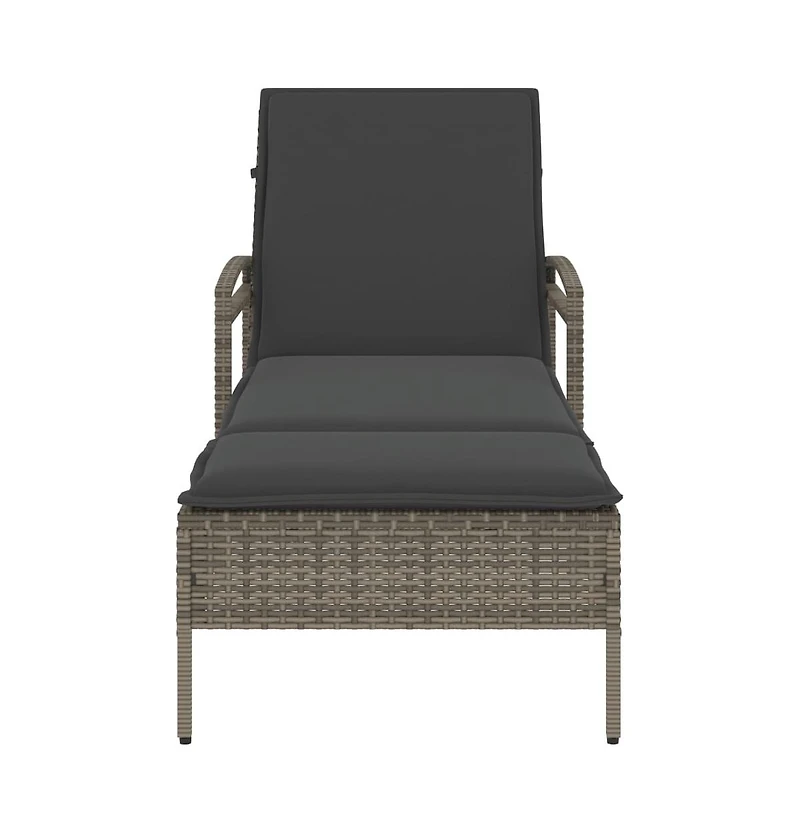 Sun Lounger Grey Poly Rattan, Powder-Coated Steel And over