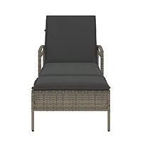 Sun Lounger Grey Poly Rattan, Powder-Coated Steel And over
