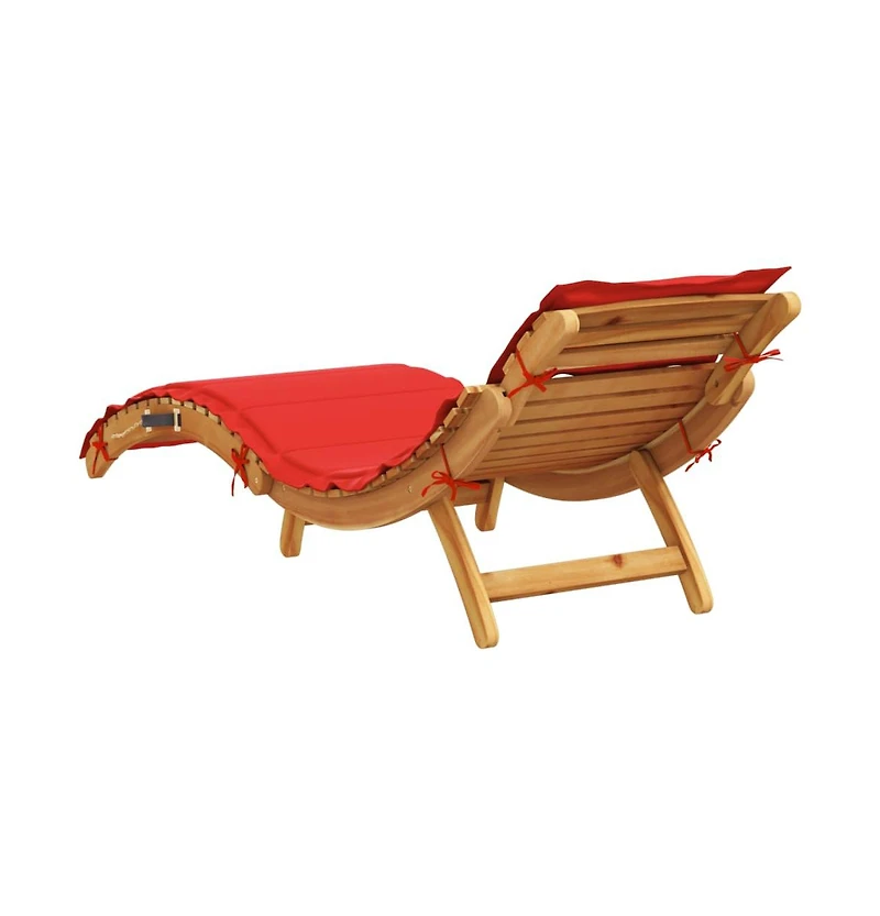 Sunlounger Red Solid acacia wood, 100% polyester cushion Standard