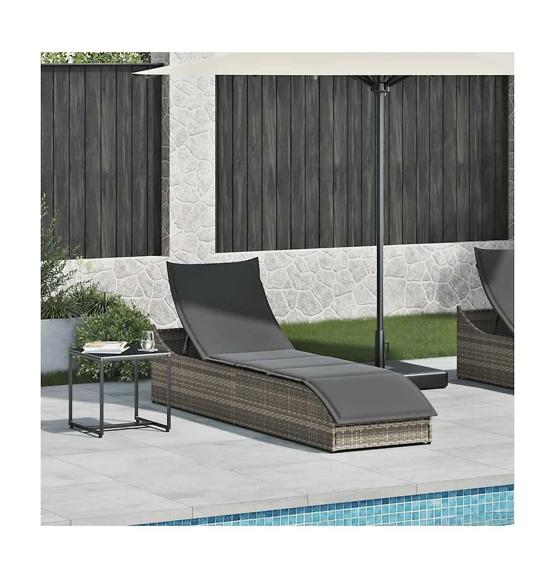 vidaXL Folding Sun Lounger Grey Pe rattan, powder-coated steel Standard