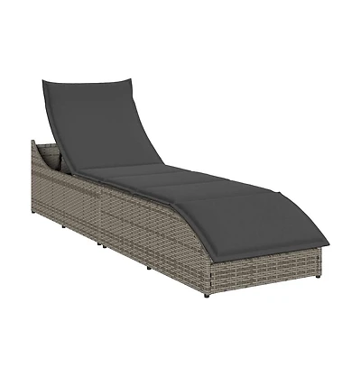 vidaXL Folding Sun Lounger Grey Pe rattan, powder-coated steel Standard