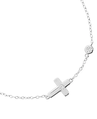 Macy's Cubic Zirconia Cross Bracelet (0.13 ct. t.w.) in Sterling Silver