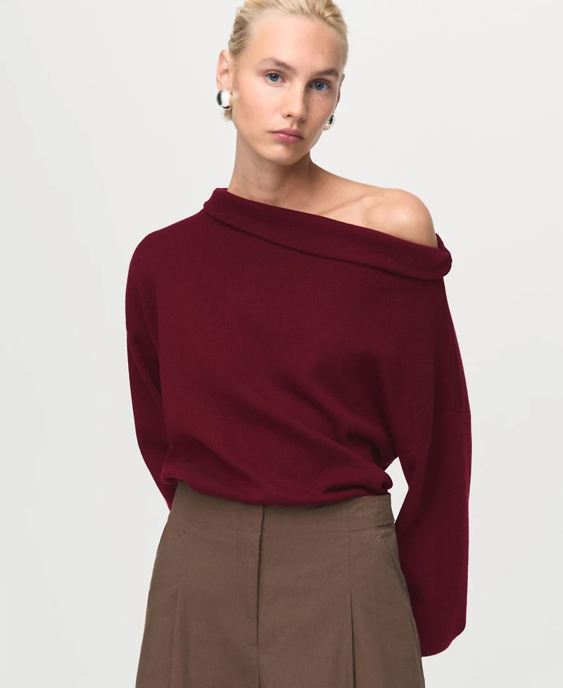 Mango Women's Ruched Turtleneck Sweater