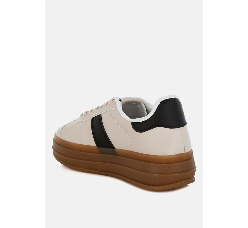Knockout Faux Leather Lace-Up Sneakers Women