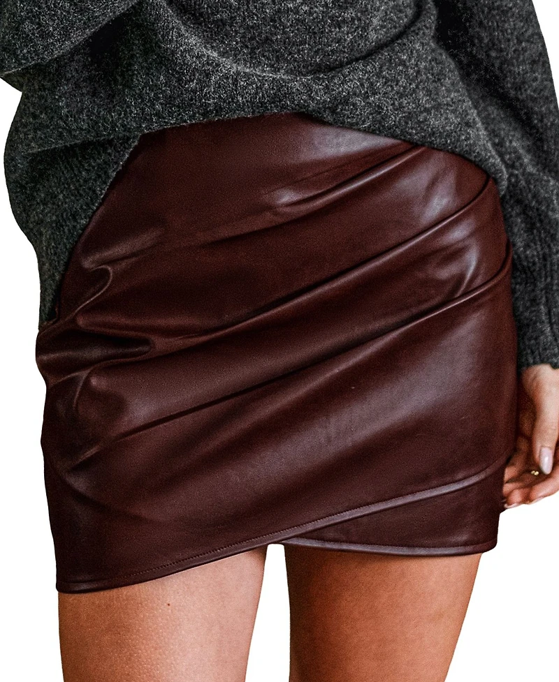 Cupshe Women's Sassy Strut Burgundy Mini Skirt