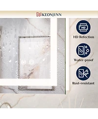 keonjinn Inch Led Bathroom Vanity Mirror Tempered Glass Front & Backlit Dimmable 3 Color Lighted Mirror Anti-fog Memory Function Frameless