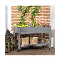 Chic Crate Outsunny Elevated Wooden Planter Box with Wheels