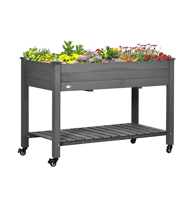 Chic Crate Outsunny Elevated Wooden Planter Box with Wheels