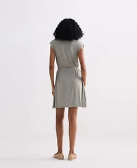 Reistor Women's Short Dress With Smocking Side Detail Light Olive