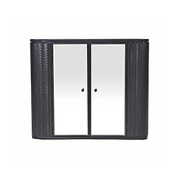 Chic Crate Black Wall-Mounted Vanity 2 Mirrored Doors & Open Shelf | Farmhouse Metal Frame | Over-the-Sink
