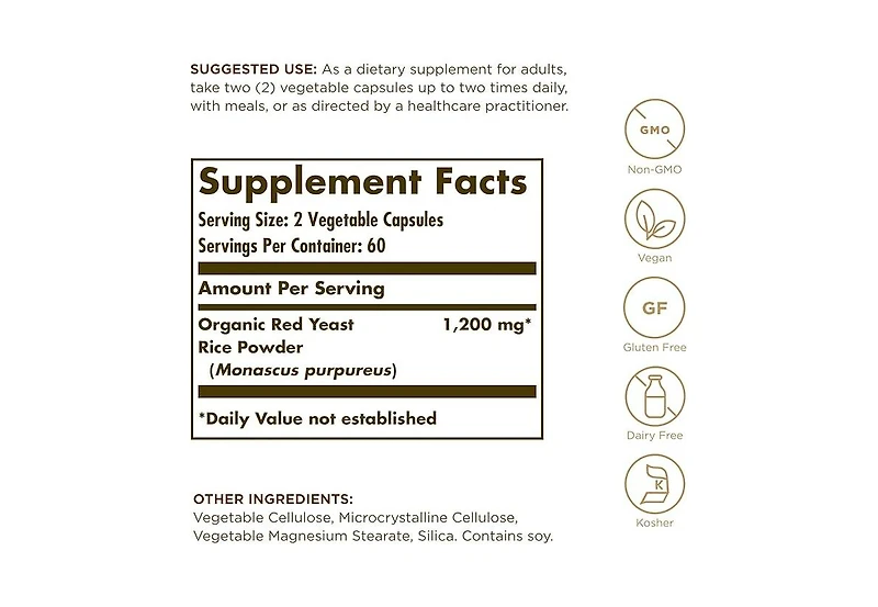 Solgar Red Yeast Rice ,600 mg ,120 V Caps