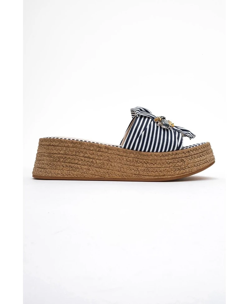 Prologue Shoes Shara Braided Bow & Bee Buckle Platform Sandal (Women)