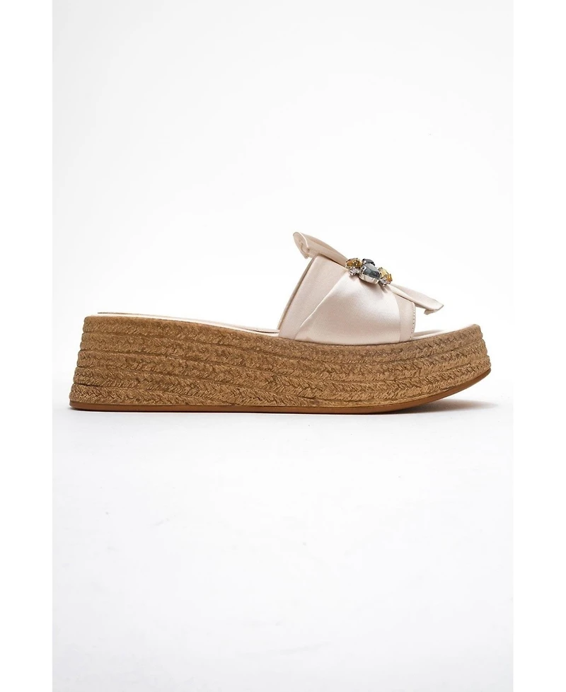 Prologue Shoes Shara Braided Bow & Bee Buckle Platform Sandal (Women)