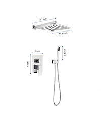 Rainsken 12" Rain Chrome Shower Head Systems Wall Mounted Shower Full Body Coverage Square Shower Head
