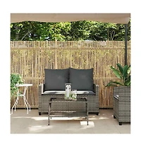 Garden Sofa Grey Pe rattan 2-Seater Water-resistant materials