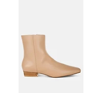 Obita Flared Heel Genuine Leather Boots Women
