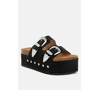 London Rag Zaphod Faux Leather Flatform Slip Ons Women