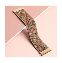 Sohi Women's Gold Embellished Leather Bracelet