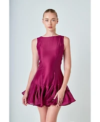 endless rose Women's Godet Sleeveless Mini Dress