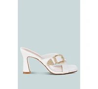 London Rag Mohaya Engraved Metallic Buckle Sandals Women