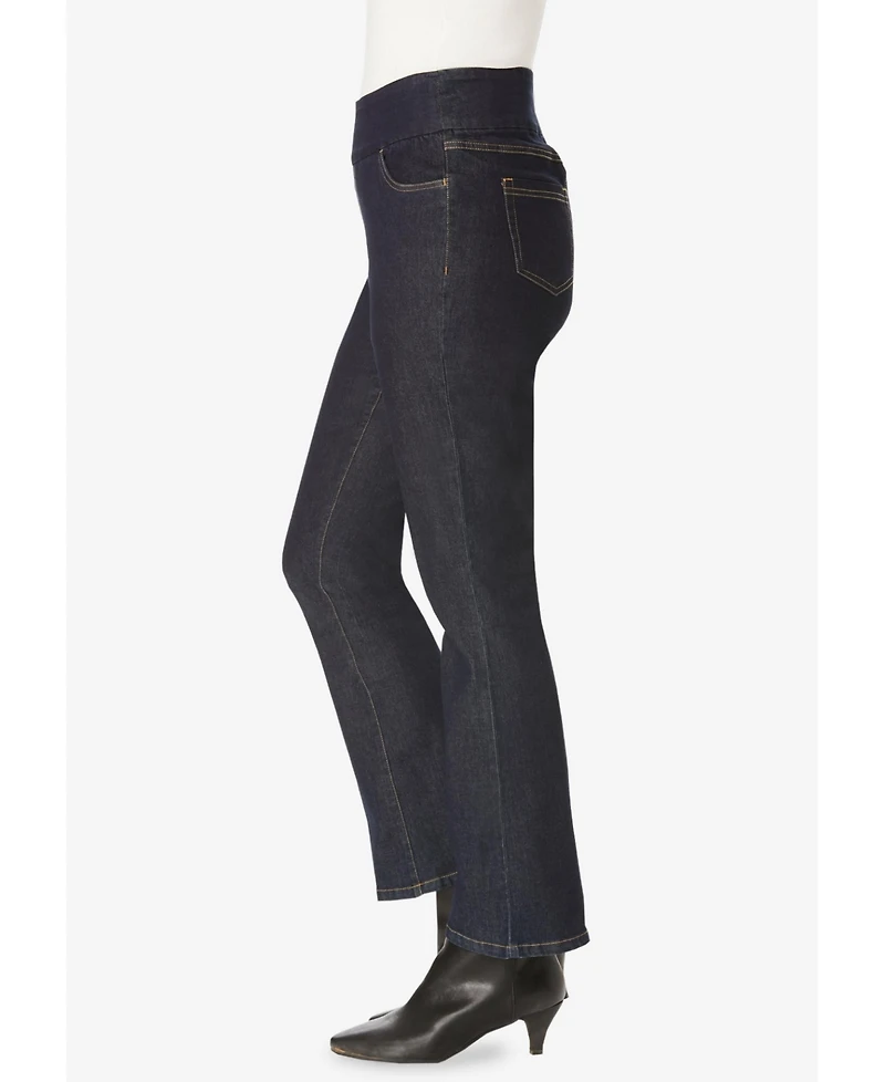 Woman Within Women's Flex-Fit Pull-On Bootcut Gap-Free Stretch Denim Jeans