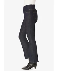 Woman Within Women's Flex-Fit Pull-On Bootcut Gap-Free Stretch Denim Jeans